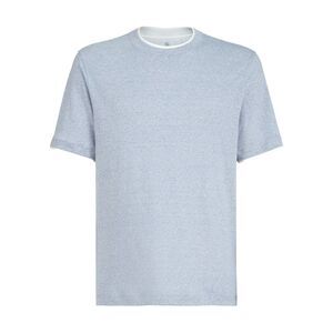 Brunello Cucinelli Men Linen Blend Contrast Hem T-Shirt